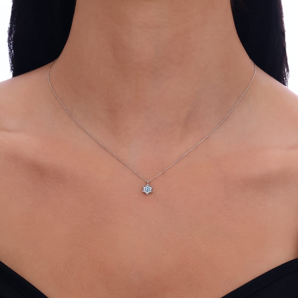 0.06 ct. Pırlanta Nazar Yıldız Kolye 0.06 ct. Pırlanta Nazar Yıldız Kolye