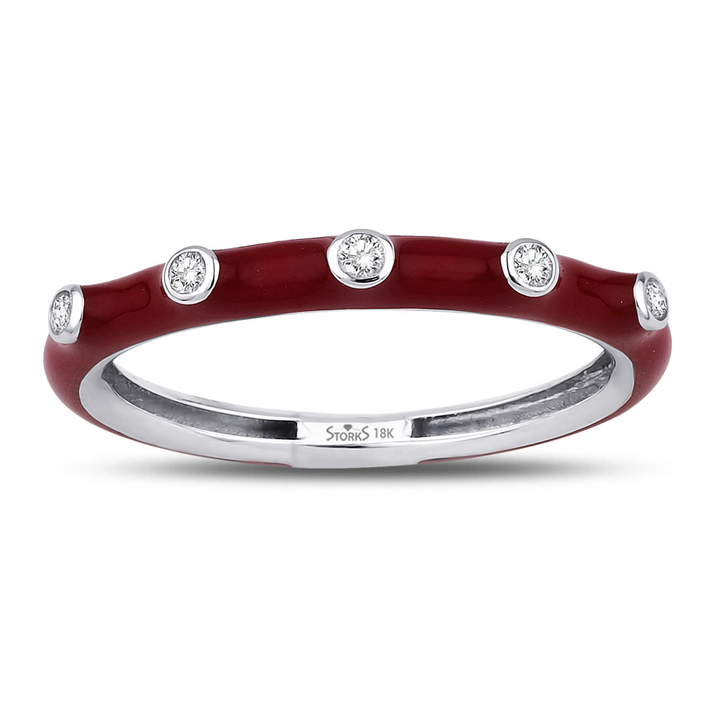 0.09 ct. Pırlanta Kırmızı Mineli Yüzük