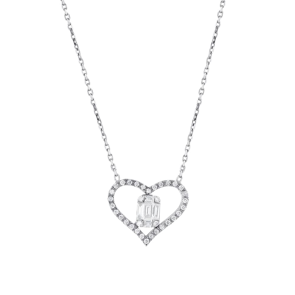 0.27 ct. Pırlanta Baget Kalp Kolye 0.27 ct. Pırlanta Baget Kalp Kolye