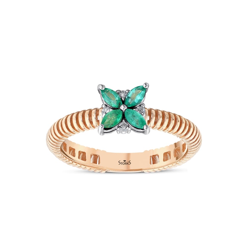 0.31 ct. Pırlanta Doğal Zümrüt Yüzük