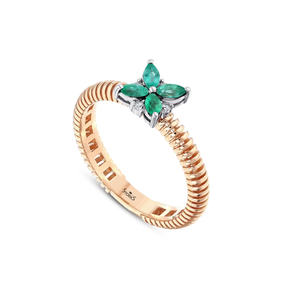 0.31 ct. Pırlanta Doğal Zümrüt Yüzük