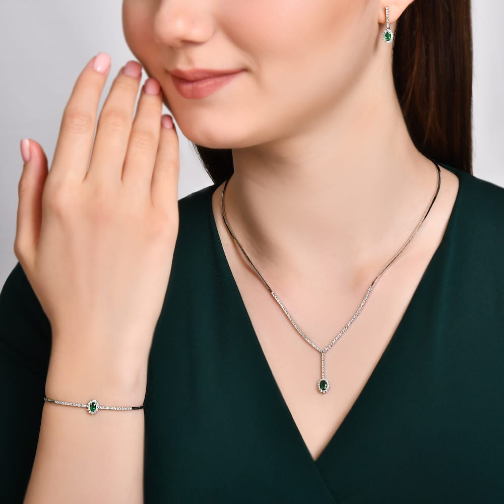 0.48 ct. Pırlanta Laranj Zümrüt Bileklik