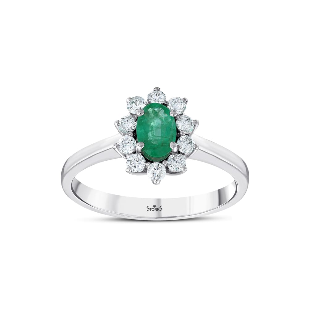 0.67 ct. Pırlanta Doğal Zümrüt Yüzük
