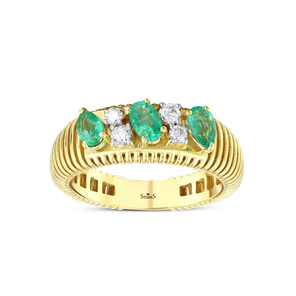 0.69 ct. Pırlanta Doğal Zümrüt Yüzük