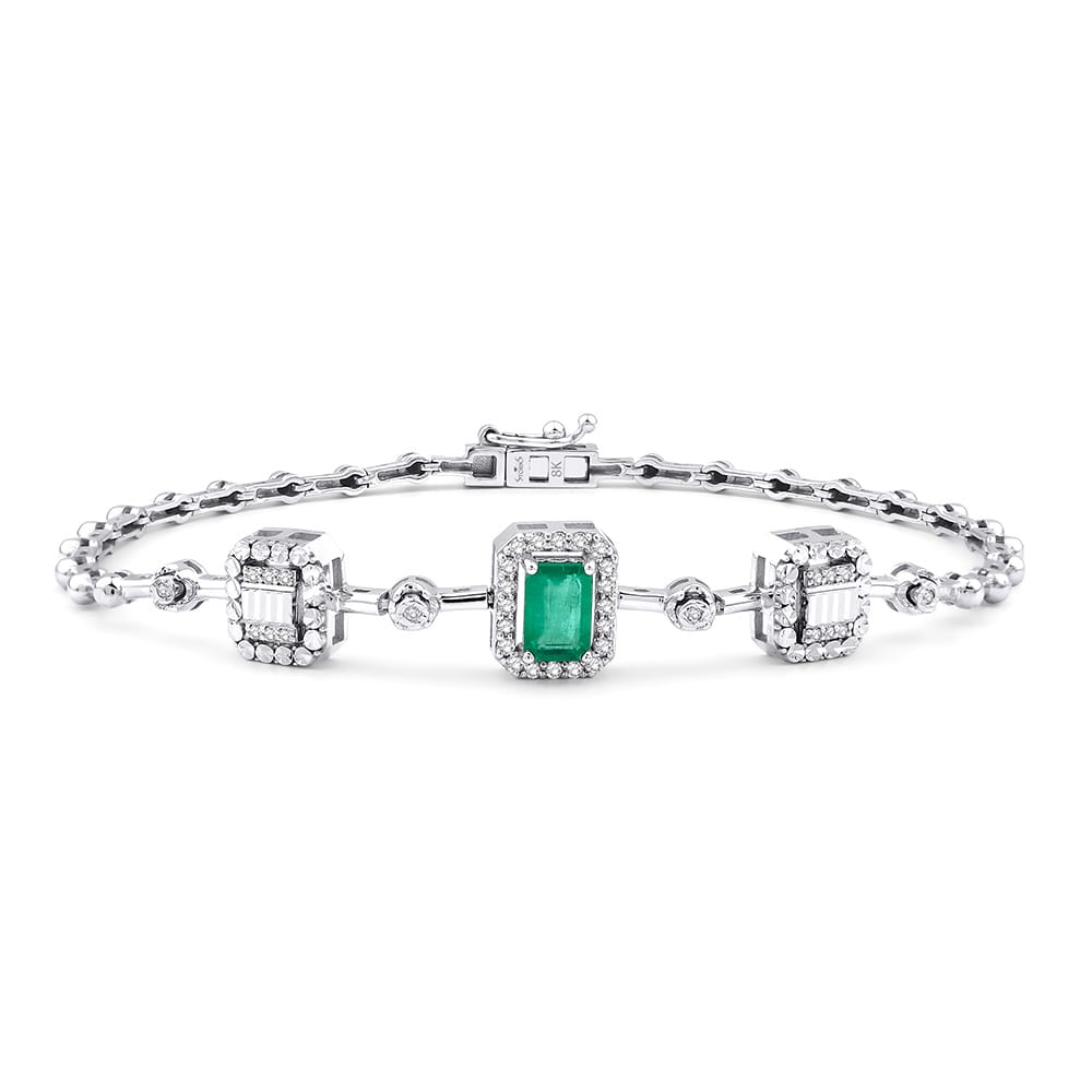 0.76 ct. Pırlanta Laranj Doğal Zümrüt Bileklik