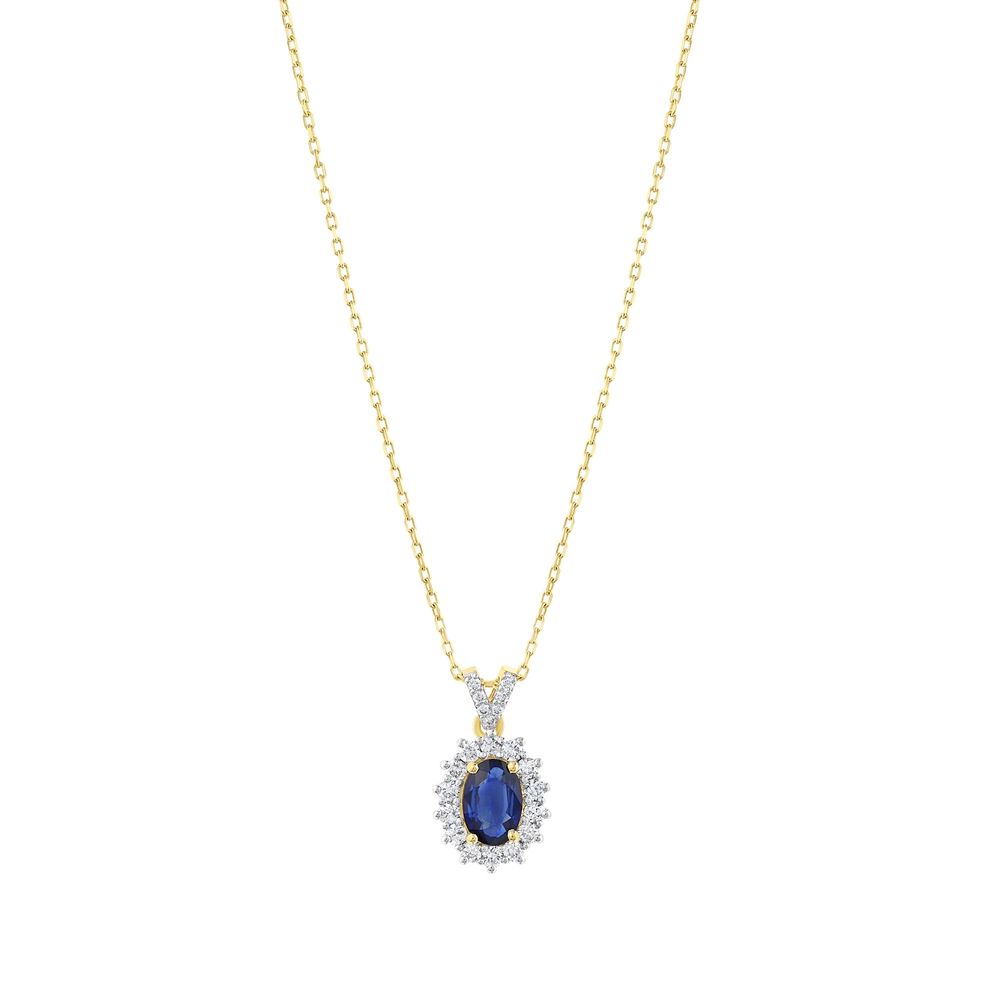 1.05 ct. Pırlanta Doğal Safir Kolye