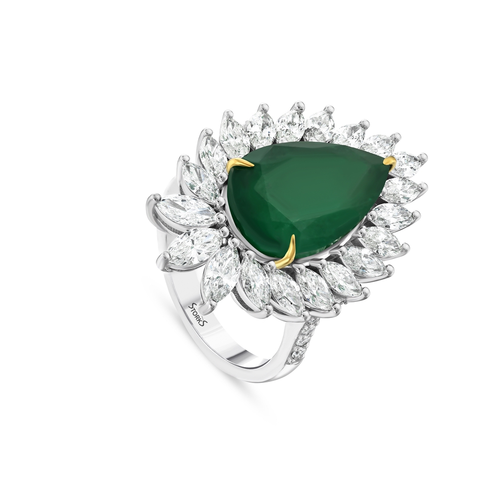 11.30 ct. Pırlanta Doğal Zümrüt Yüzük