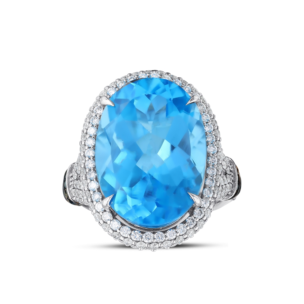 18.23 ct. Pırlanta Blue Topaz Yüzük 18.23 ct. Pırlanta Blue Topaz Yüzük