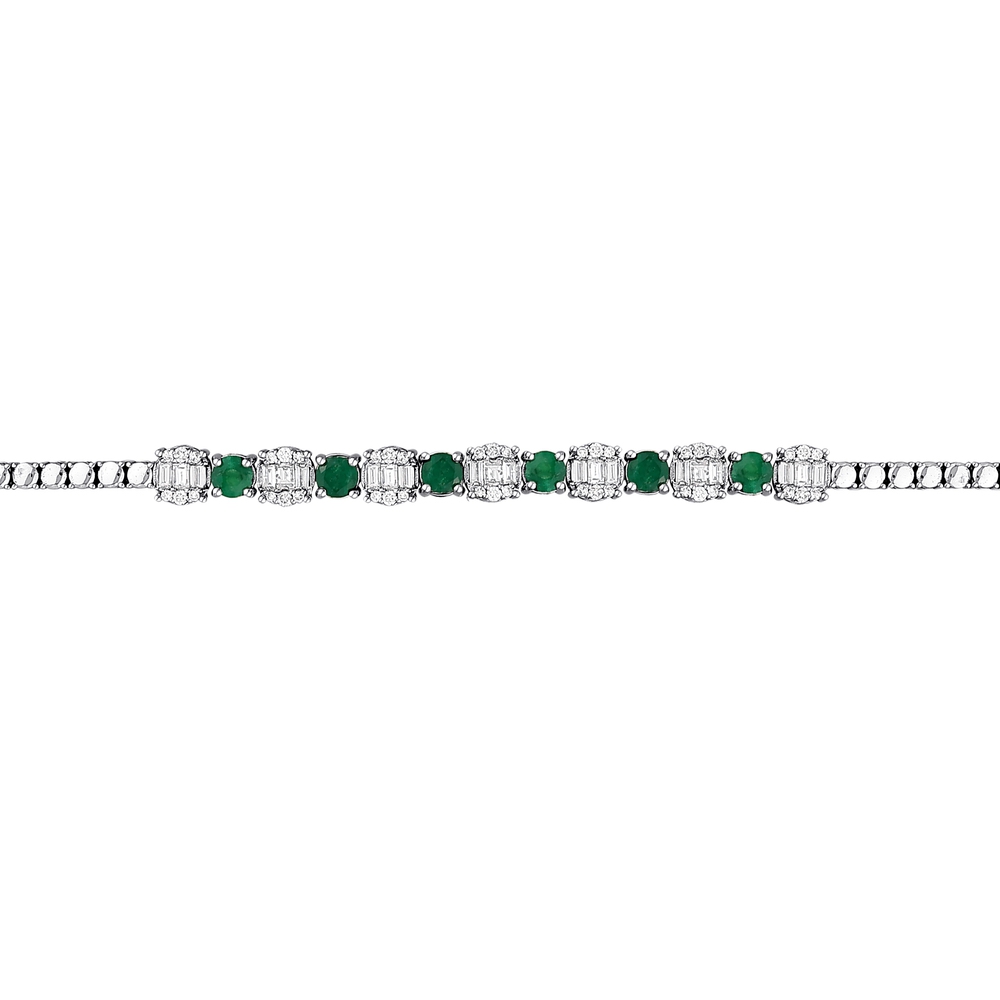 2.36 ct. Pırlanta Baget Doğal Zümrüt Bileklik