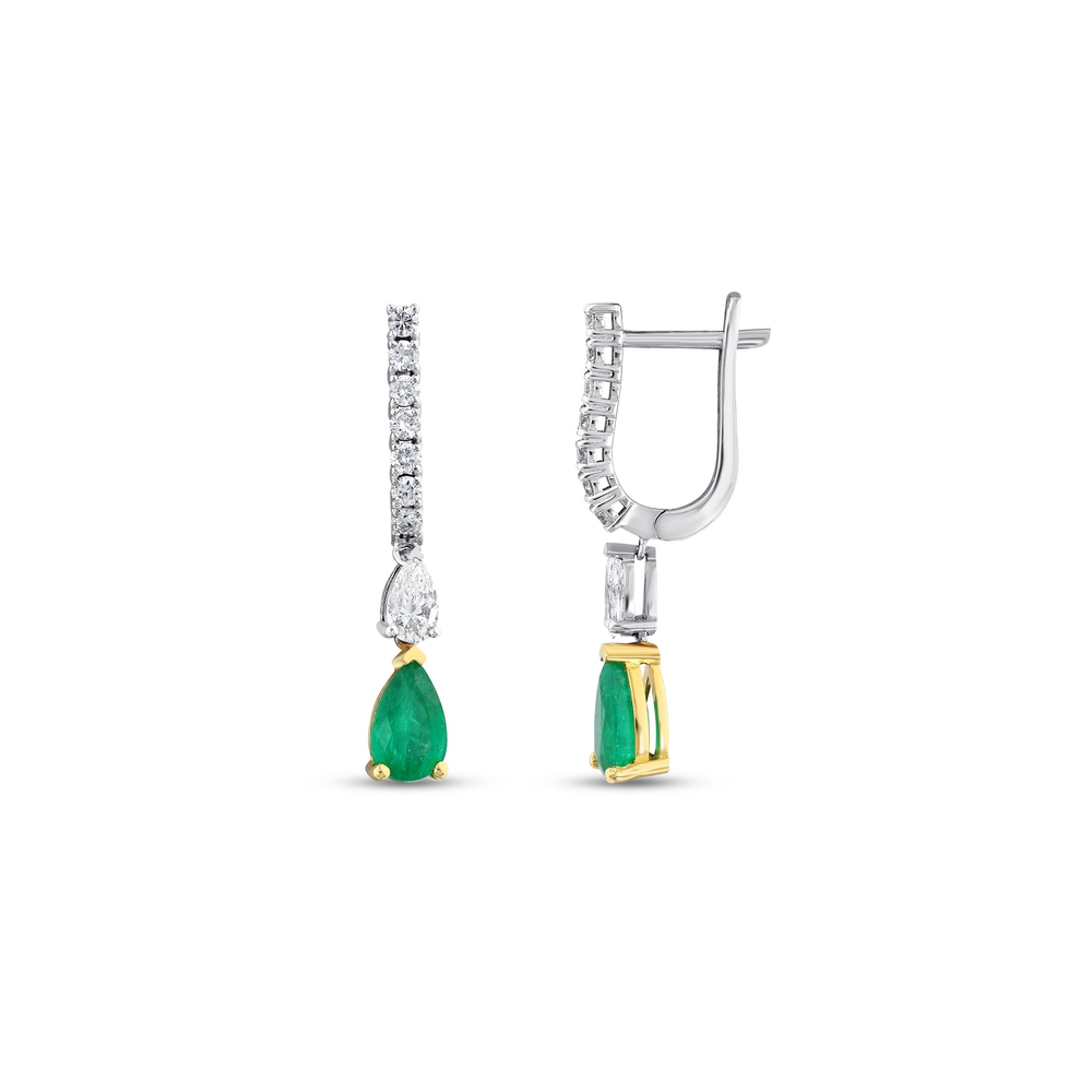 2.48 ct. Pırlanta Doğal Zümrüt Küpe