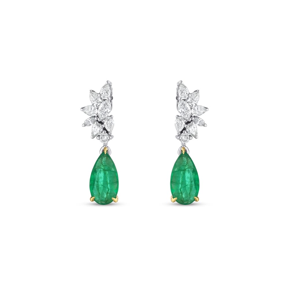 2.79 ct. Pırlanta Doğal Zümrüt Küpe
