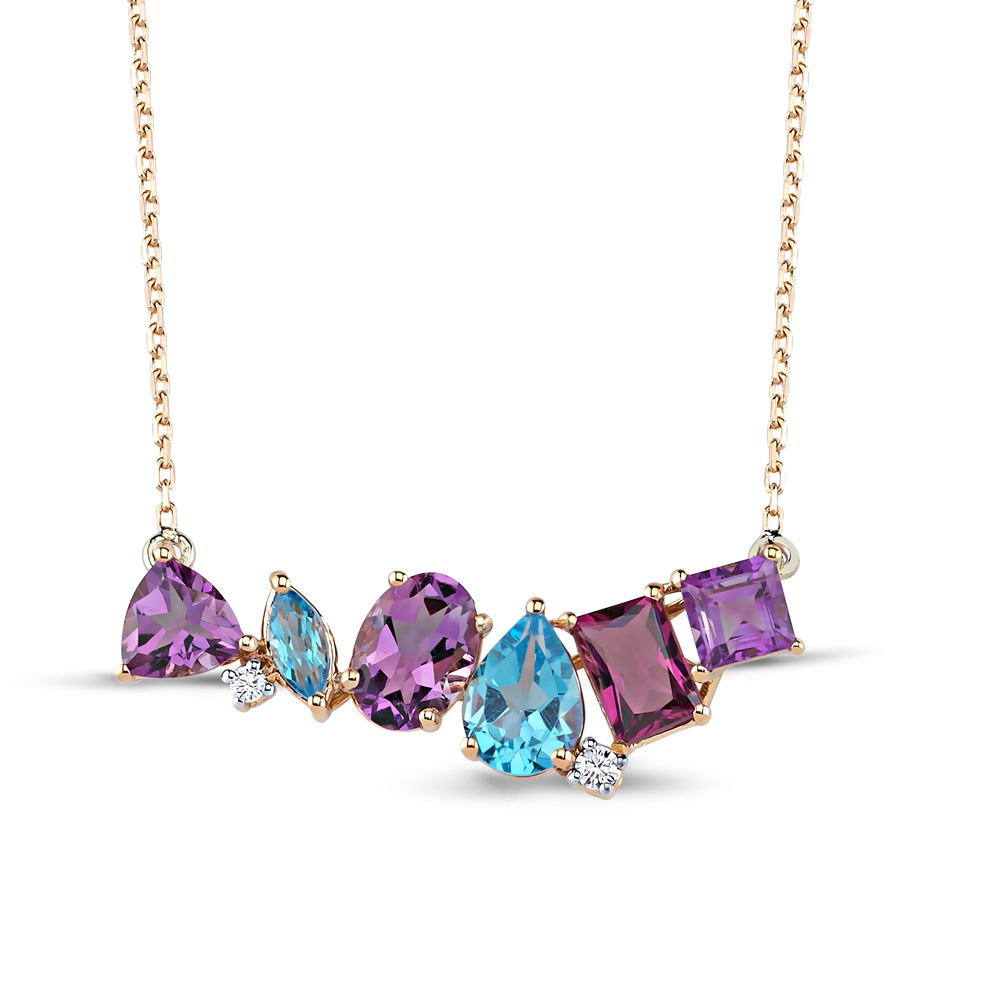 2.97 ct. Pırlanta Renkli Kolye