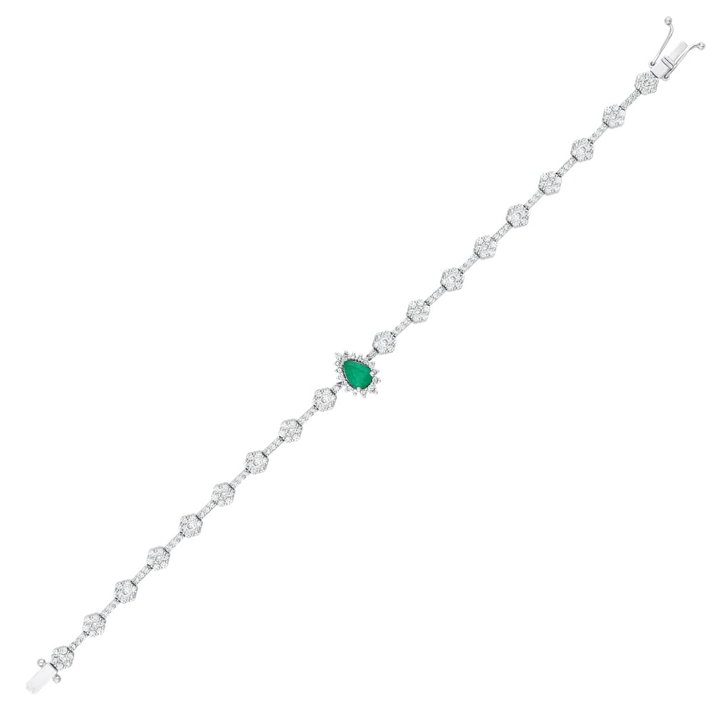 3.52 ct. Pırlanta Doğal Zümrüt Bileklik