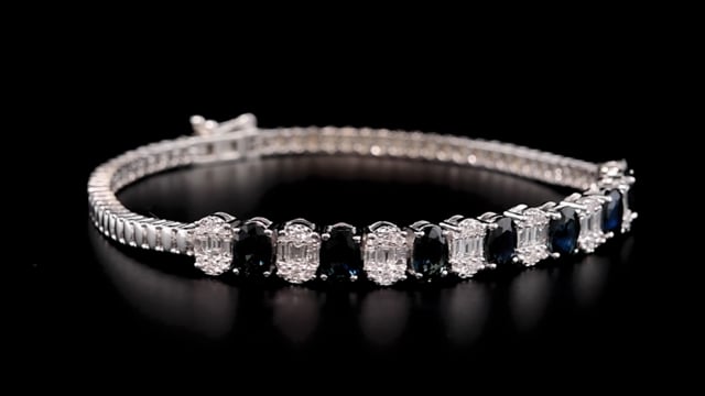 5.46 ct. Pırlanta Baget Doğal Safir Bileklik