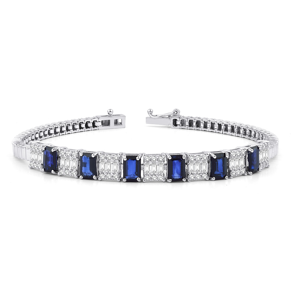 6.20 ct. Pırlanta Baget Doğal Safir Bileklik 6.20 ct. Pırlanta Baget Doğal Safir Bileklik