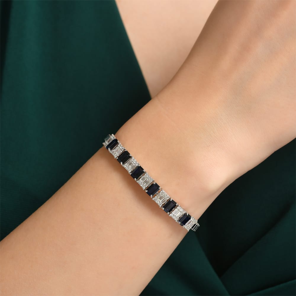 6.20 ct. Pırlanta Baget Doğal Safir Bileklik 6.20 ct. Pırlanta Baget Doğal Safir Bileklik