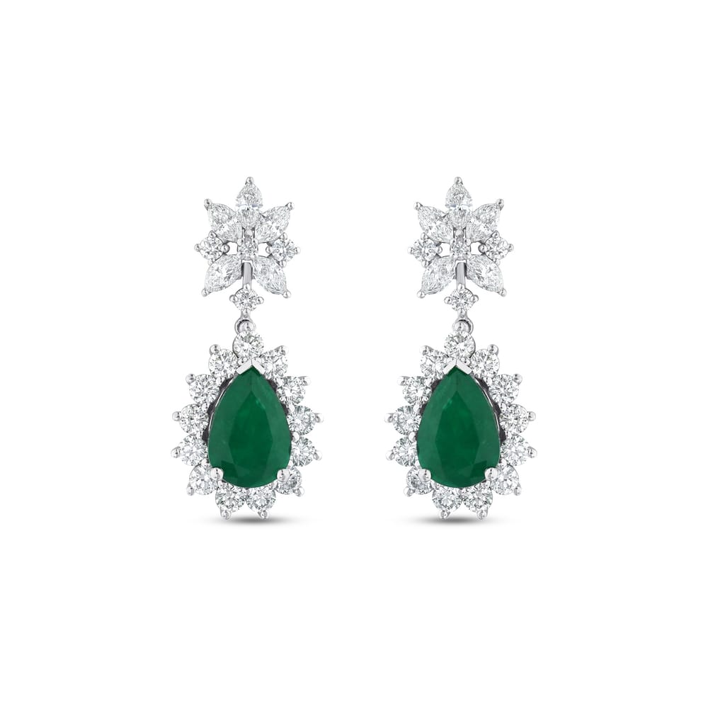 8.73 ct. Pırlanta Doğal Zümrüt Küpe