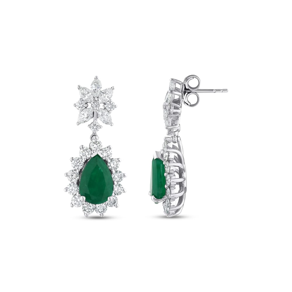 8.73 ct. Pırlanta Doğal Zümrüt Küpe