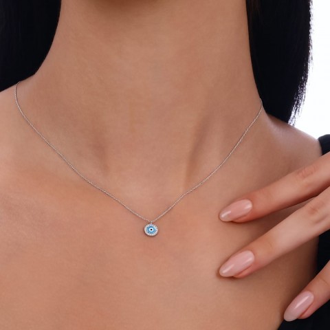 0.06 ct. Pırlanta Nazar Göz Kolye