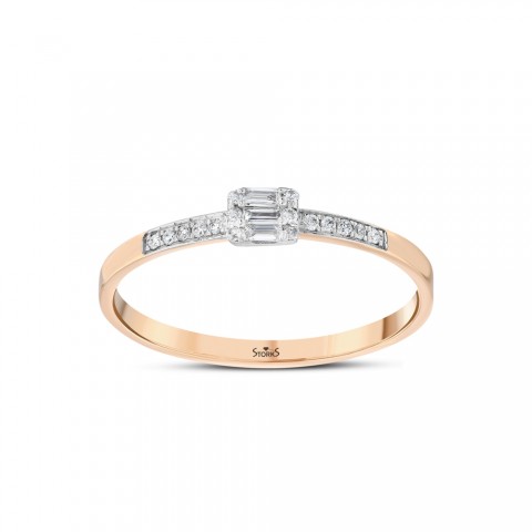 0.09 ct. Pırlanta Baget Yüzük