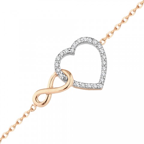 0.11 ct. Pırlanta Kalp Bileklik