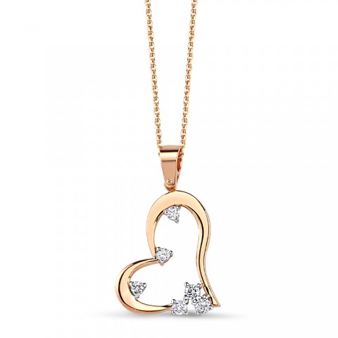 0.18 ct. Pırlanta Kalp Kolye