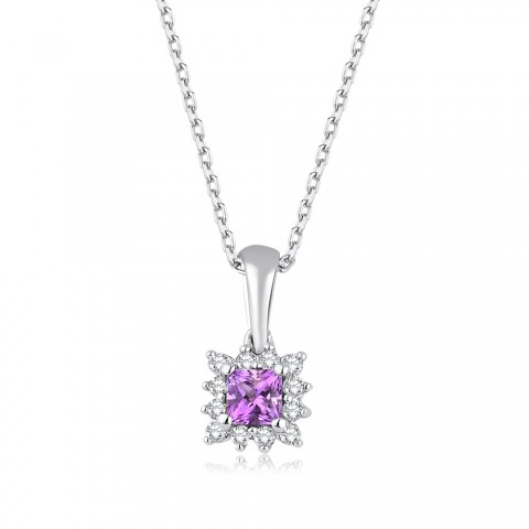 0.22 ct. Pırlanta Ametist Kolye