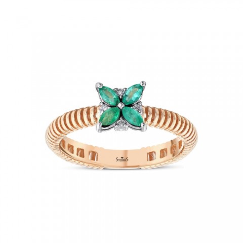 0.31 ct. Pırlanta Doğal Zümrüt Yüzük