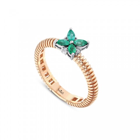 0.31 ct. Pırlanta Doğal Zümrüt Yüzük