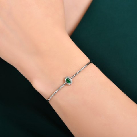 0.48 ct. Pırlanta Laranj Zümrüt Bileklik