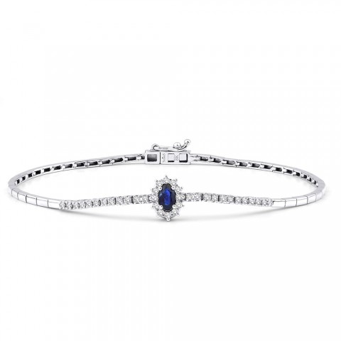0.50 ct. Pırlanta Laranj Doğal Safir Bileklik