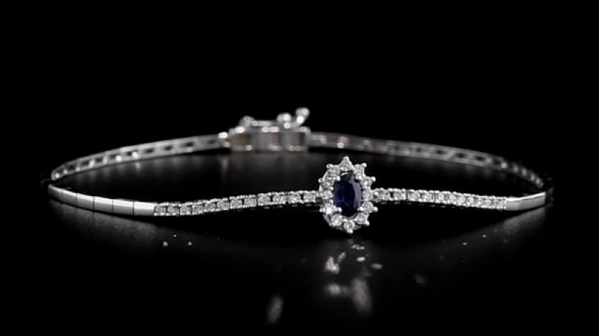 0.50 ct. Pırlanta Laranj Doğal Safir Bileklik
