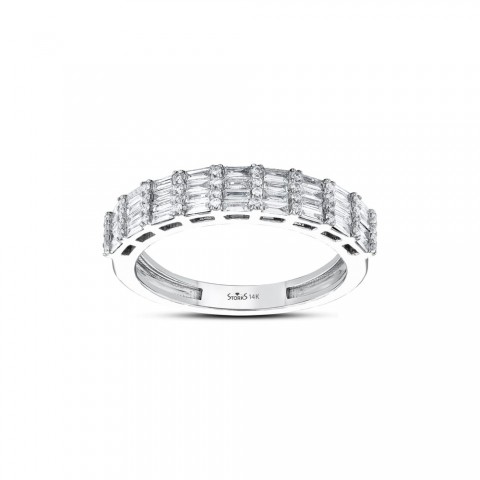 0.61 ct. Pırlanta Cherry Baget Yarımtur Yüzük