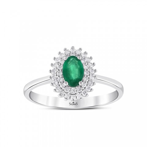 0.63 ct. Pırlanta Doğal Zümrüt Yüzük