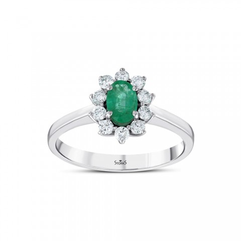 0.67 ct. Pırlanta Doğal Zümrüt Yüzük