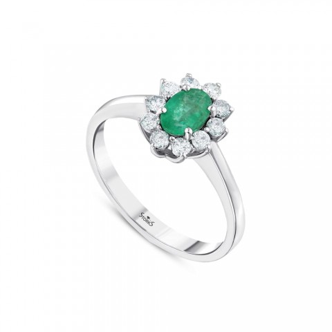 0.67 ct. Pırlanta Doğal Zümrüt Yüzük