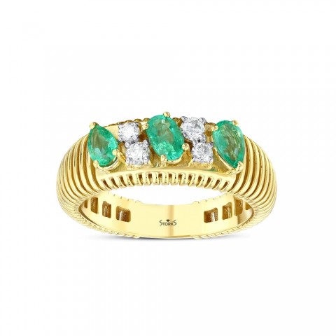 0.69 ct. Pırlanta Doğal Zümrüt Yüzük