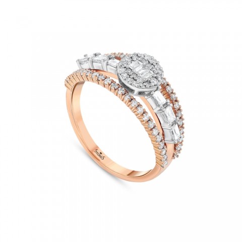 0.74 ct. Pırlanta Baget Yüzük