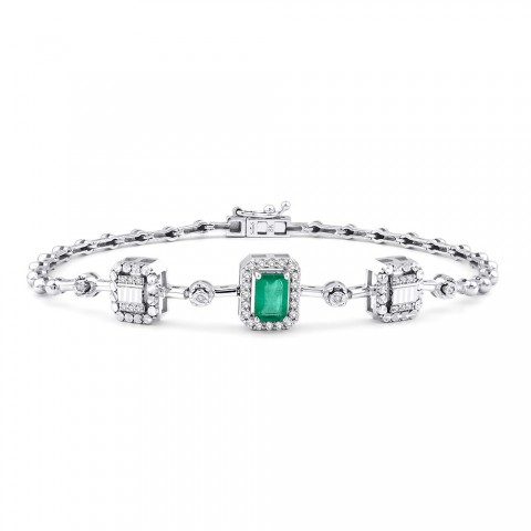 0.76 ct. Pırlanta Laranj Doğal Zümrüt Bileklik