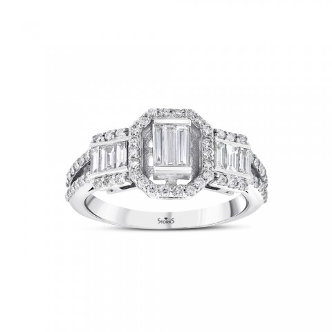 0.88 ct. Pırlanta Baget Yüzük