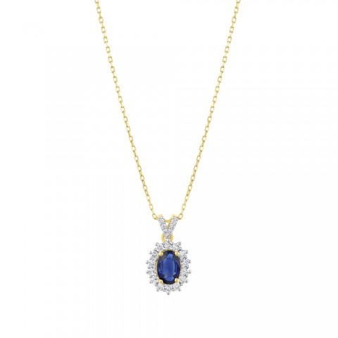 1.05 ct. Pırlanta Doğal Safir Kolye