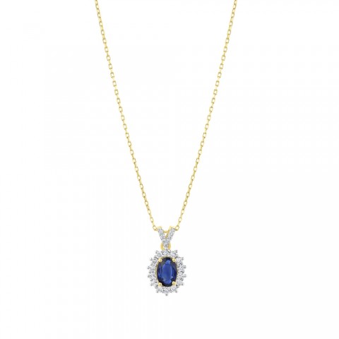 1.05 ct. Pırlanta Doğal Safir Kolye