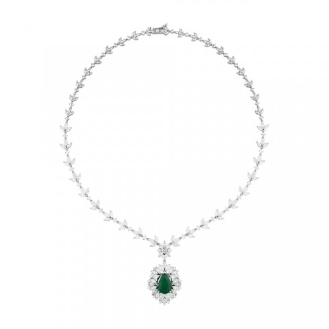 14.56 ct. Pırlanta Doğal Zümrüt Kolye