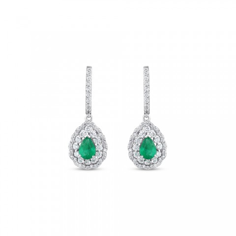 2.34 ct. Pırlanta Doğal Zümrüt Küpe