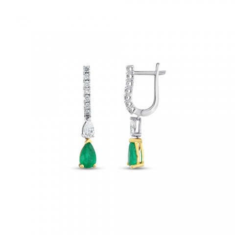 2.48 ct. Pırlanta Doğal Zümrüt Küpe