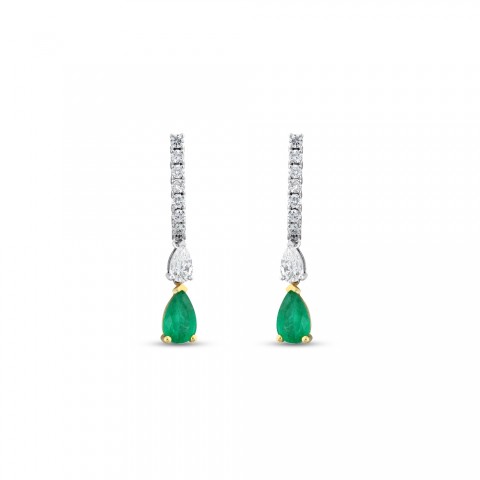 2.48 ct. Pırlanta Doğal Zümrüt Küpe