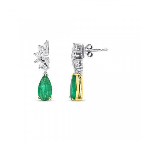 2.79 ct. Pırlanta Doğal Zümrüt Küpe