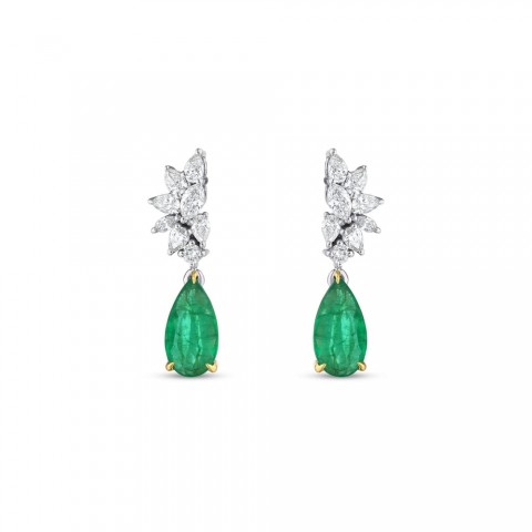 2.79 ct. Pırlanta Doğal Zümrüt Küpe