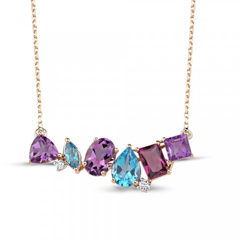 2.97 ct. Pırlanta Renkli Kolye