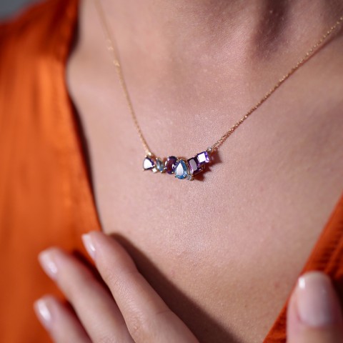 2.97 ct. Pırlanta Renkli Kolye